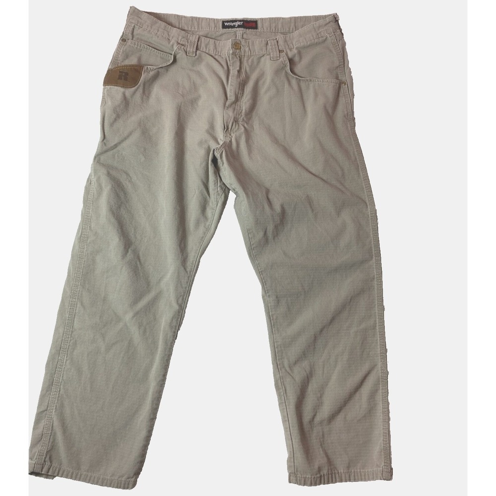Wrangler Riggs Pants Mens 40x30 Ripstop Pockets Cotton Workwear Gray
